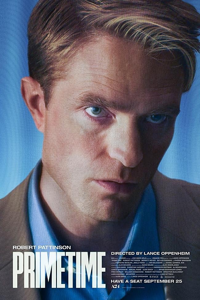 Robert Pattinson en el póster de la película que protagoniza, Primetime.