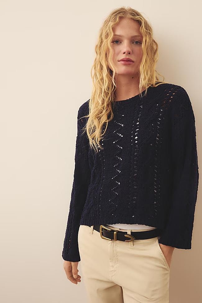 Jersey calado en azul marino de Southern Cotton